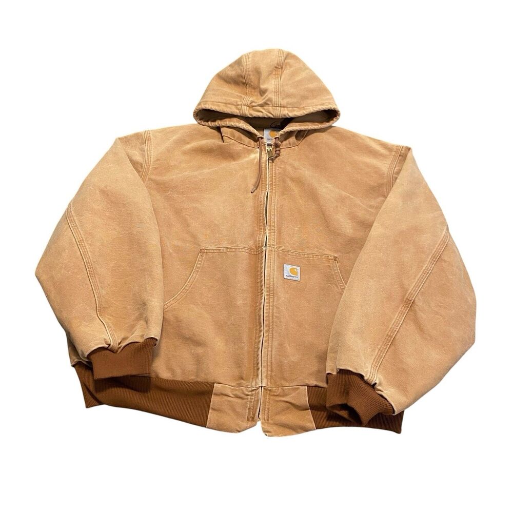 Vintage Carhartt Jacket Coat J131 BRN Hooded Thermal Usa Made Y2K 2XL XXL Fit XL